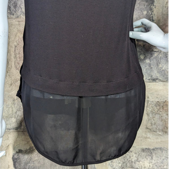 Michael Kors Black Tiered Sleeveless Top Sheer Panels Woman's Size Small‎ - Picture 9 of 16